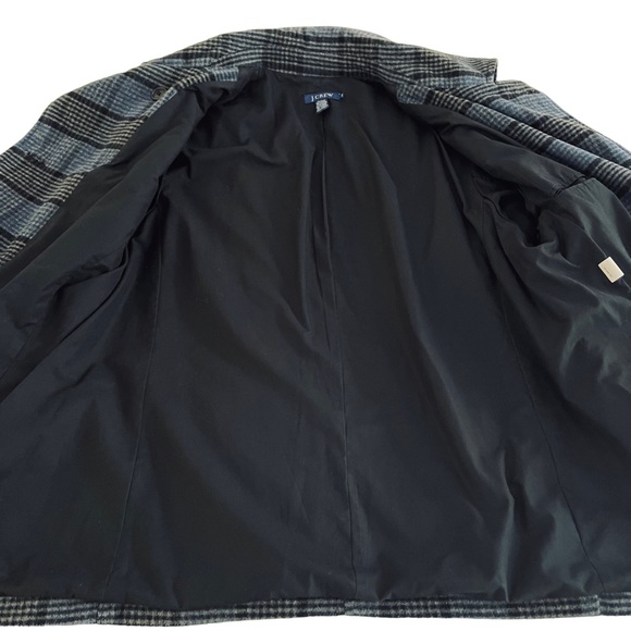 J Crew Blue Black Plaid Jacket Peacoat Wool Blend Button LS Lined sz L $365 EUC - Picture 5 of 8